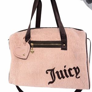 Juicy Couture Y2K Velvet Blush Pink Daydreamer Weekender Duffle Bag 18”